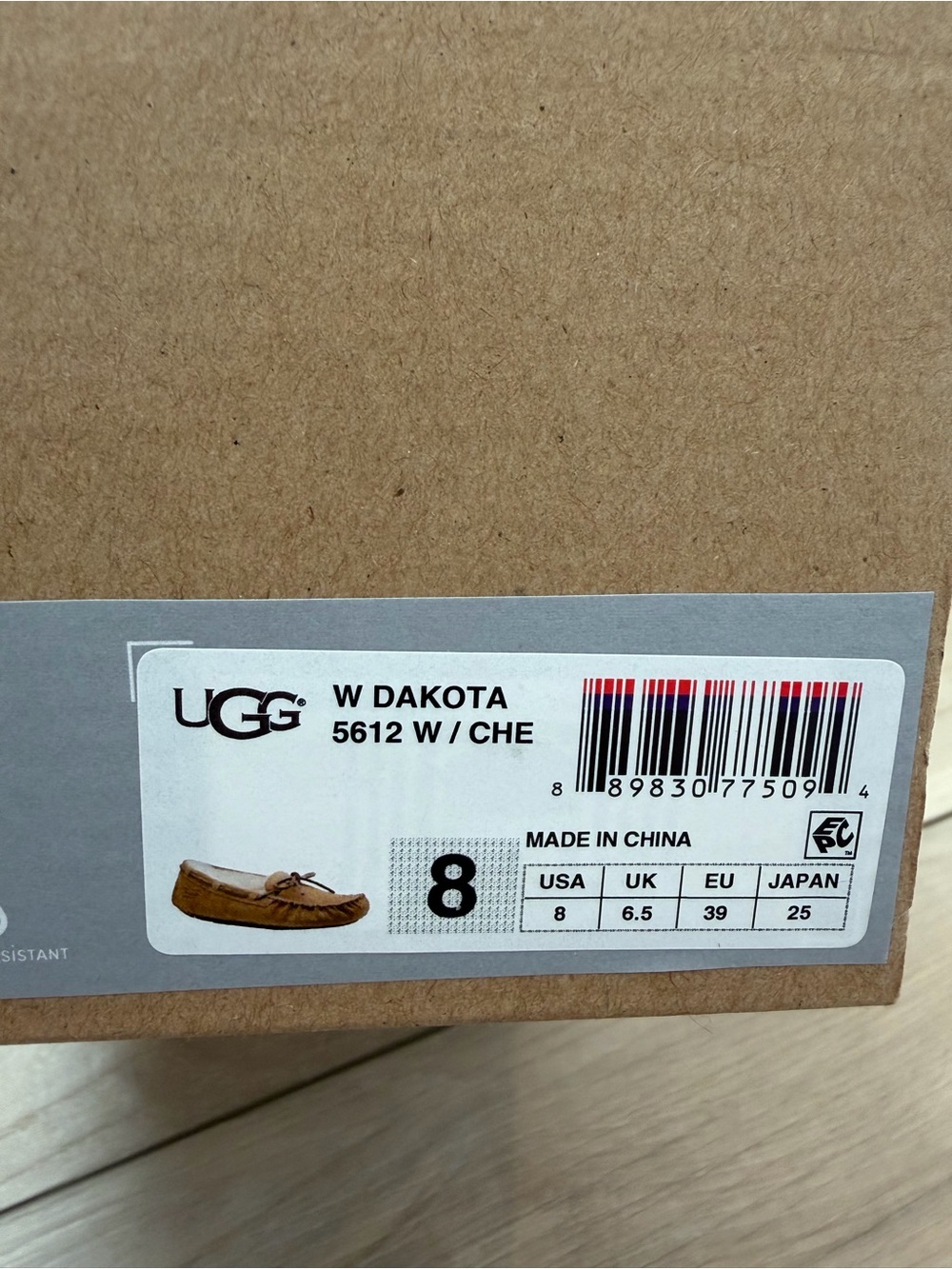 UGG Chestnut Suede Moccasin Slippers with Shearling Trim - Picture 12 of 12